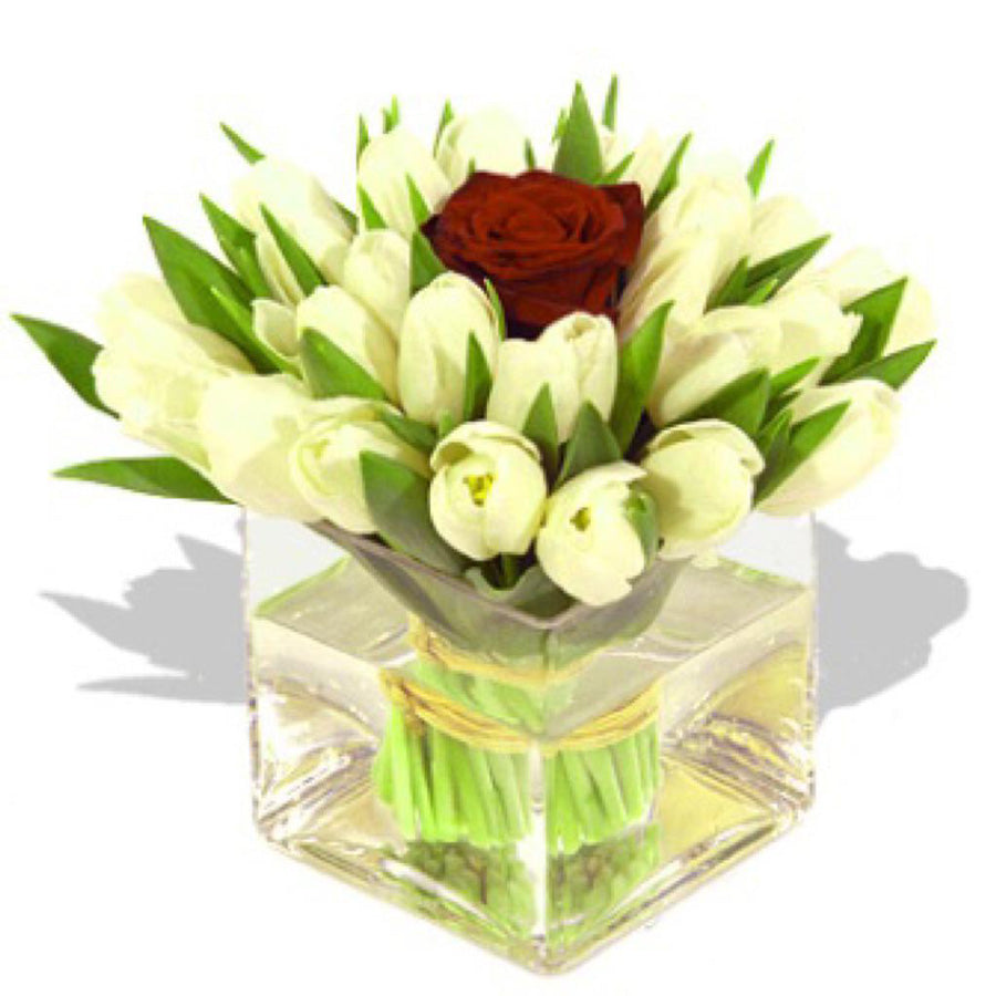 White tulips bouquet in a vase