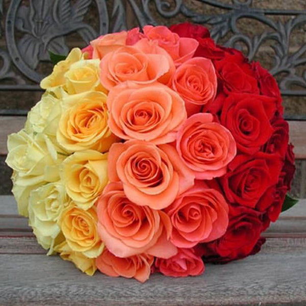 Mixed colour roses bouquet
